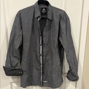 Black and White Patterned Button-Up Shirt